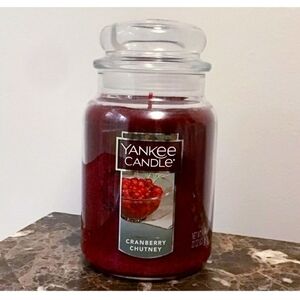 NEW Yankee Candle w/ Lid Cranberry Chutney Scented 22 oz Fall Holiday Red Large
